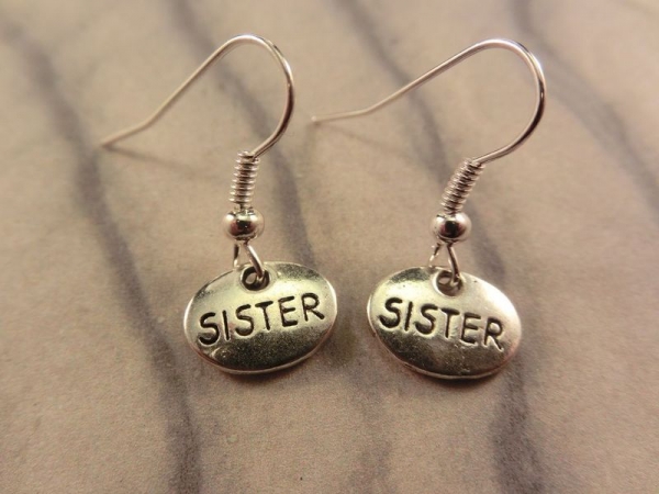 Schwester Ohrringe Vintage Optik Sister Geschenk